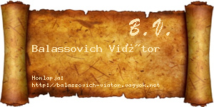 Balassovich Viátor névjegykártya